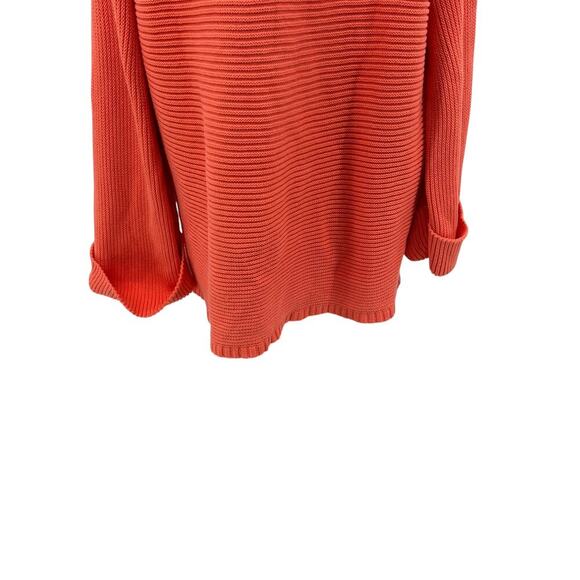 Free People La Brea Sweater V-Neck Ribbed Cuffed Sleeve Coral Orange Size Large - Picture 10 of 13